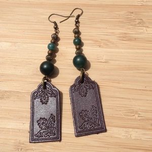 Leather earrings - dark brown
